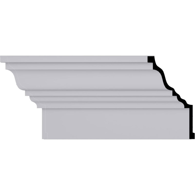 Primed Geometric Polyurethane Crown Moulding Sample, 12" Length