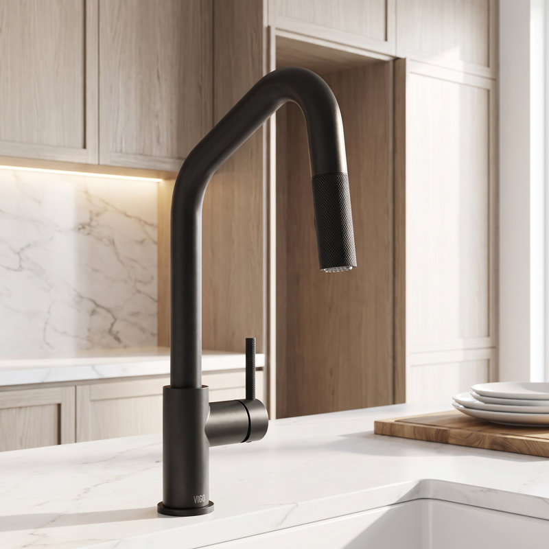 Utopia 15" H 1-handle Pull-Down 2-Function Sprayer Kitchen Faucet, Matte Black