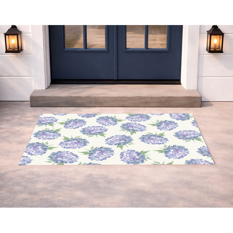 Paillasson Hydrangea Love, 21" W x 34" L, Ivory
