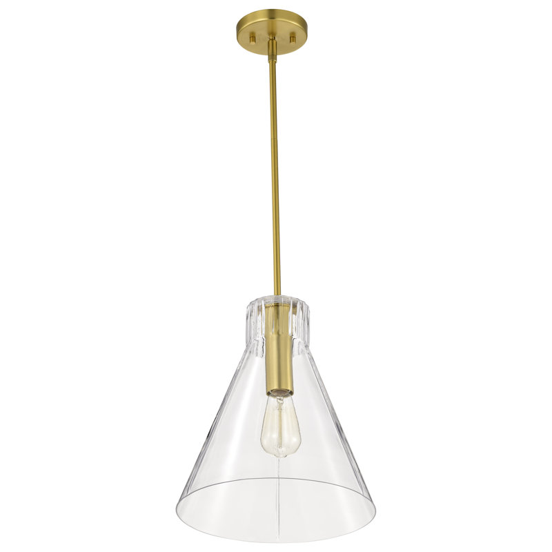 Luminaire suspendu 1 lumière Anine Gianna, Laiton rétro, H 14 po x l 12 po x P 12 po