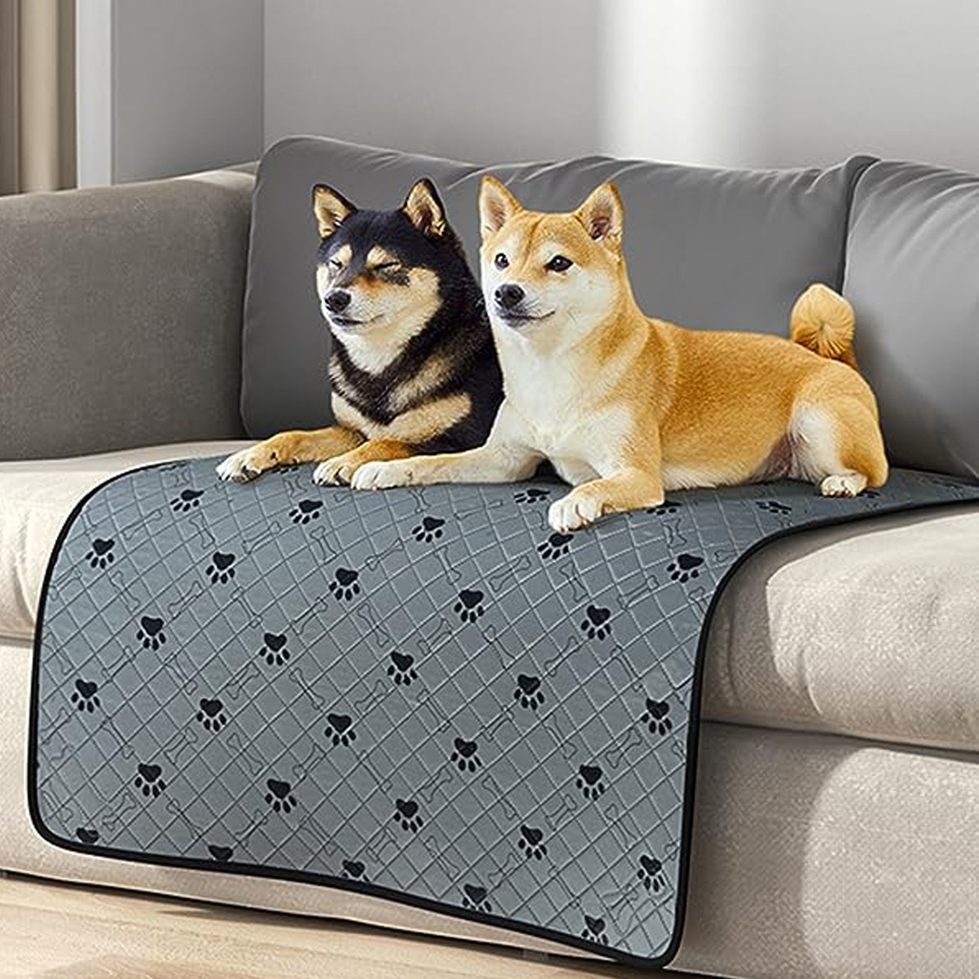 thumbnail interactive-video image 1 of Washable Dog Pee Pads, Reusable Whelping Pads, Waterproof Dog Mat Non-Slip, Large Dog Pee Pad Extra Large, Puppy Potty Training Pads For Dogs, Mats 72"×72"(1 Pack), Black 1 of 14