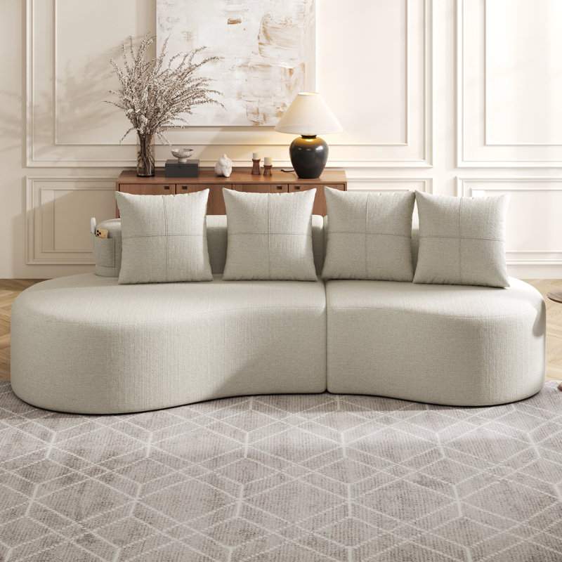 Canapé modulaire incurvé moderne 3 places, Beige