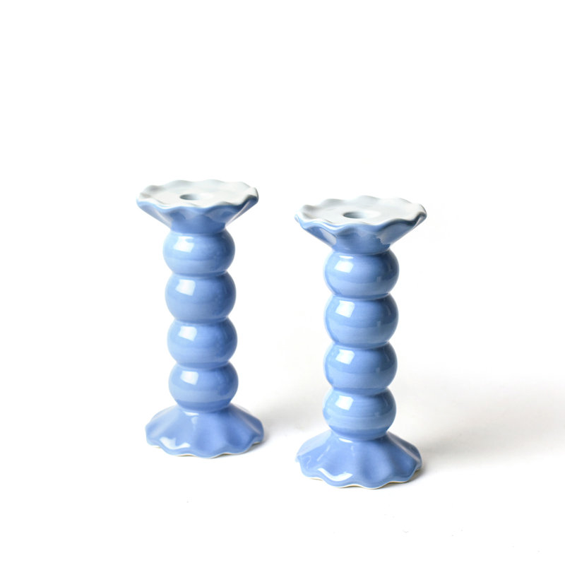 Ensemble de 2 porte-bougies à volant moyen français français, H 7,75 po x l 4 po x P 4 po