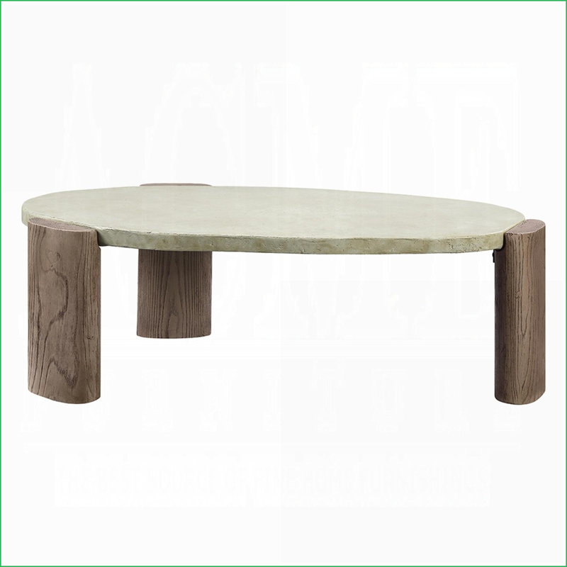 Gris patiné Chêne, table basse oblongue pour le salon, facile à assembler et amp; Plateau stable de 40 mm d'épaisseur