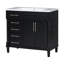 Meuble-lavabo de 36 po avec lavabo en résine, armoire de rangement autoportante, 2 tiroirs, tiroir basculant et tablette réglable