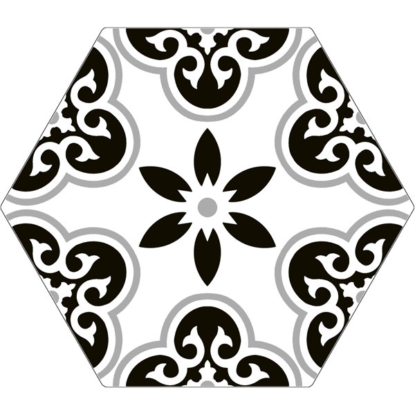 Trafale Duxbury Grey 8-in. x 9-in. Hexagon Encaustic Matte Porcelain Floor & Wall Tile