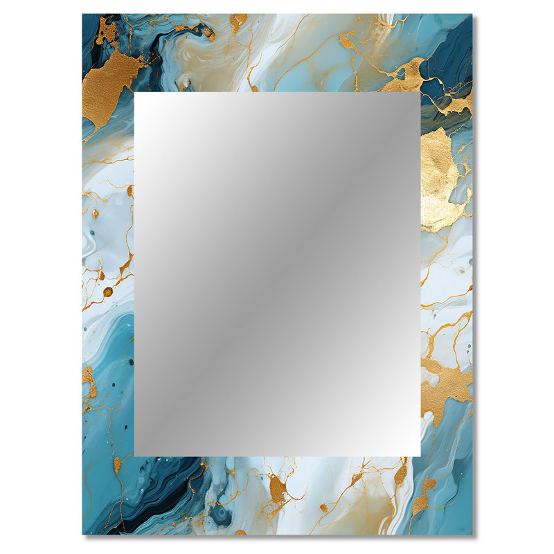 Or artistique Elegance Marble Grace - miroir en marbre, miroir mural décoratif abstrait, impression d'art en métal