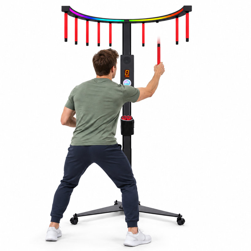 RXFSP Adjustable Catch Stick Game Machine, Hand-Eye Coordination Reflex Challenge Game, 58-78in Adjustable Height, RGB Light & Digital Score Display, Rolling Wheel Base, Portable Reaction Game for Bar, Carnival, Event Rental & Game Room