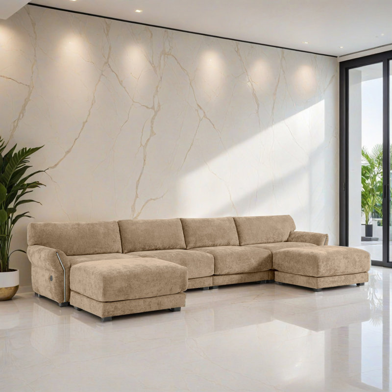 Canapé-lit modulaire 6 pièces pour salon, Chenille kaki