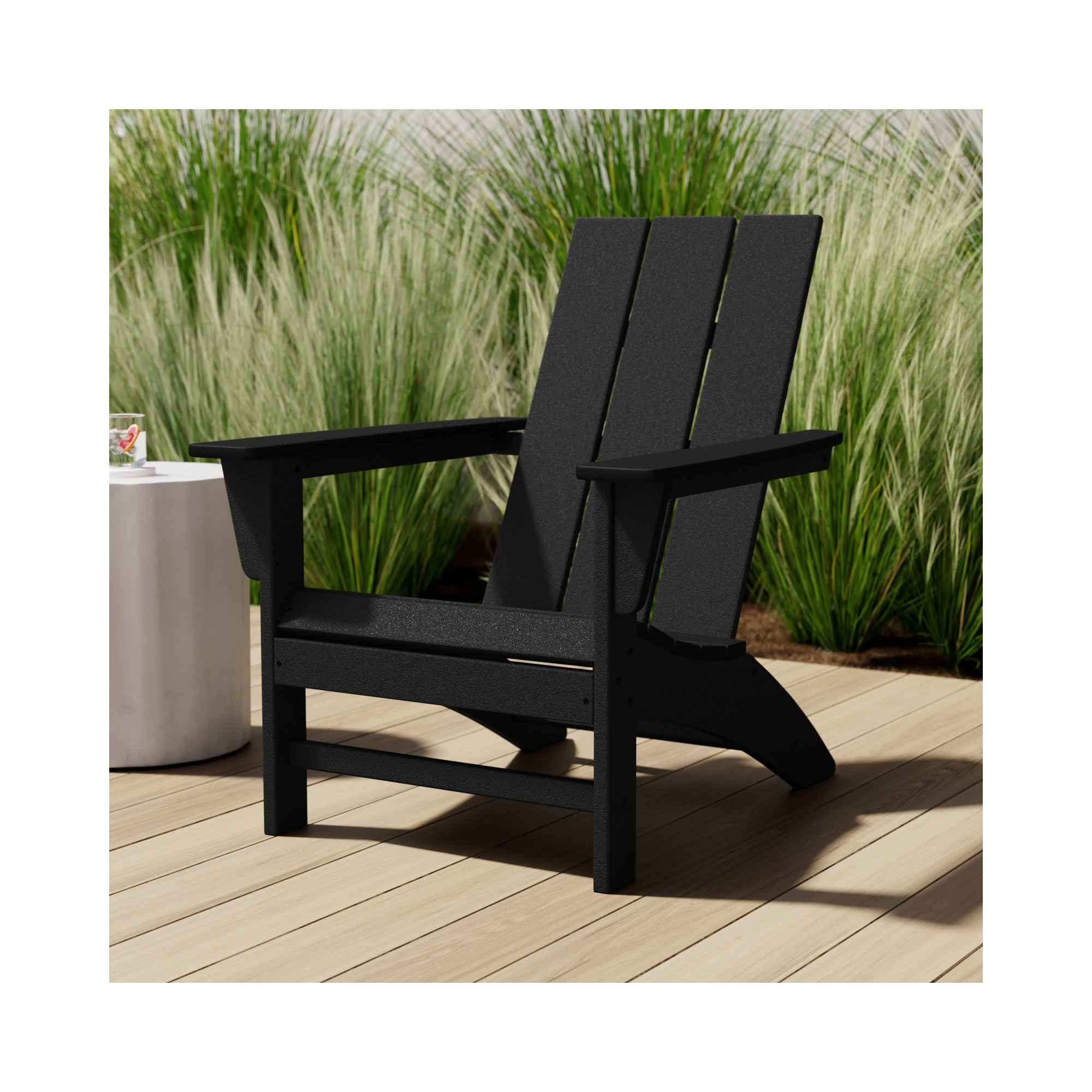 POLYWOOD Modern Adirondack Chair, Black