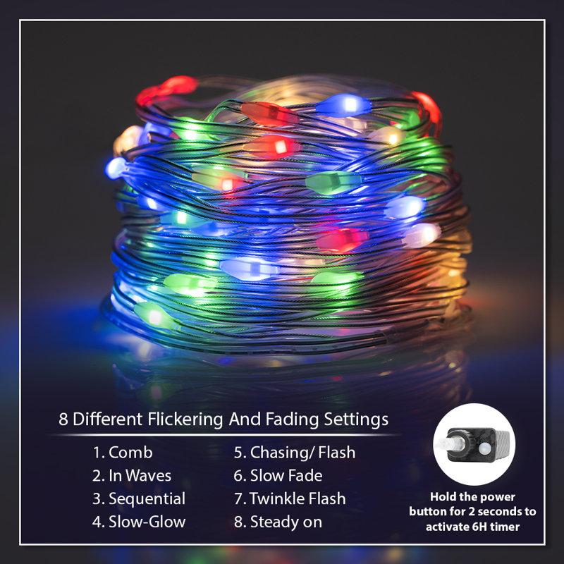 Knisha Outdoor 100 - Bulb 516'' Plug-in Fairy String Light, Multicolors