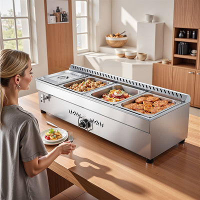 Commercial Propane Steam Table 4-Pan Outdoor Food Warmer Stainless Steel