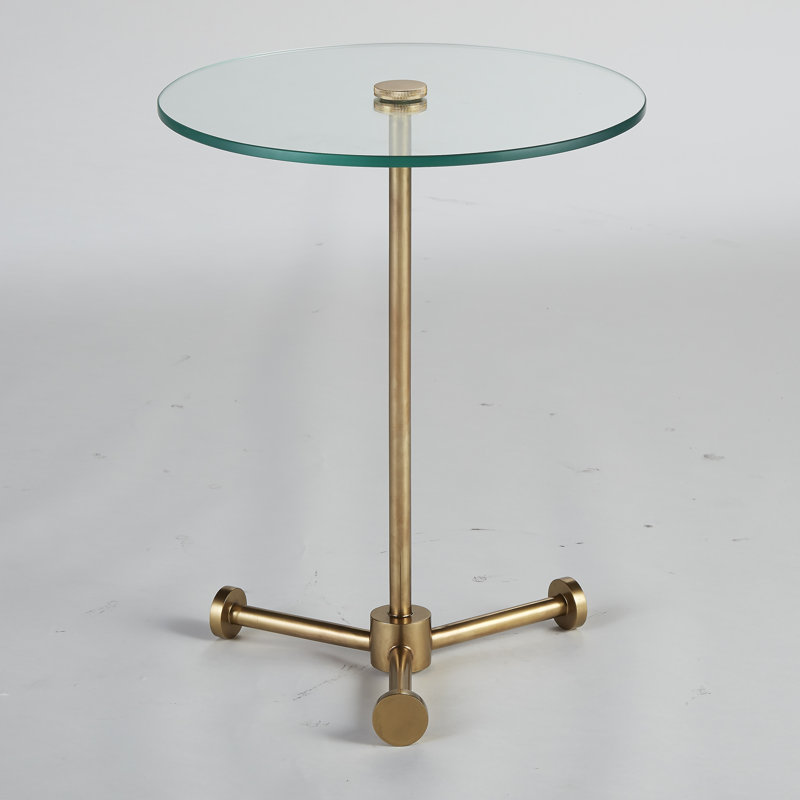 Glass End Table, Brass