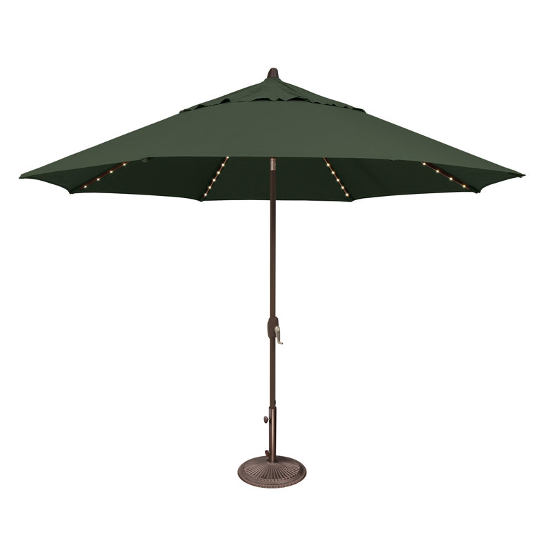 Parasol lumineux 11 'Lariat, Toile Sunbrella® vert forêt, Bronze