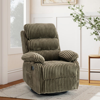 Fauteuil inclinable et oscillant pivotant en velours côtelé de 38 po de largeur, fauteuil manuel avec repose-pieds, plusieurs options de couleurs