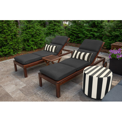 Casual Cushion Outdoor Lumbar Pillow, Striped Sunbrella Fade-Resistant for Patio Furniture & Porch Swings, 22"W x 9"L, 6" thick, Reversible, Maxim Classic