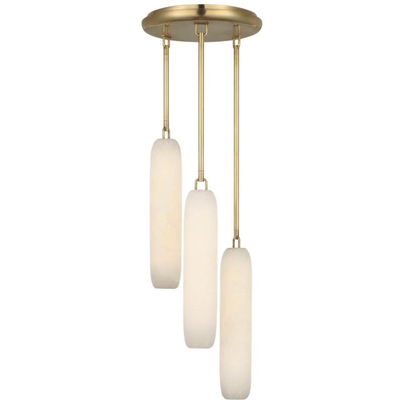 Kelly Wearstler Formosa 3-Light Pendant with Alabaster, Antique-Burnished Brass