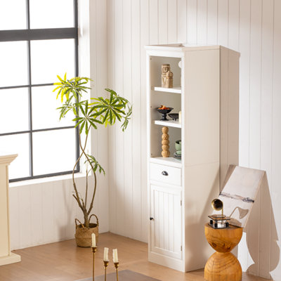 Armoire haute avec porte simple et tablettes ouvertes