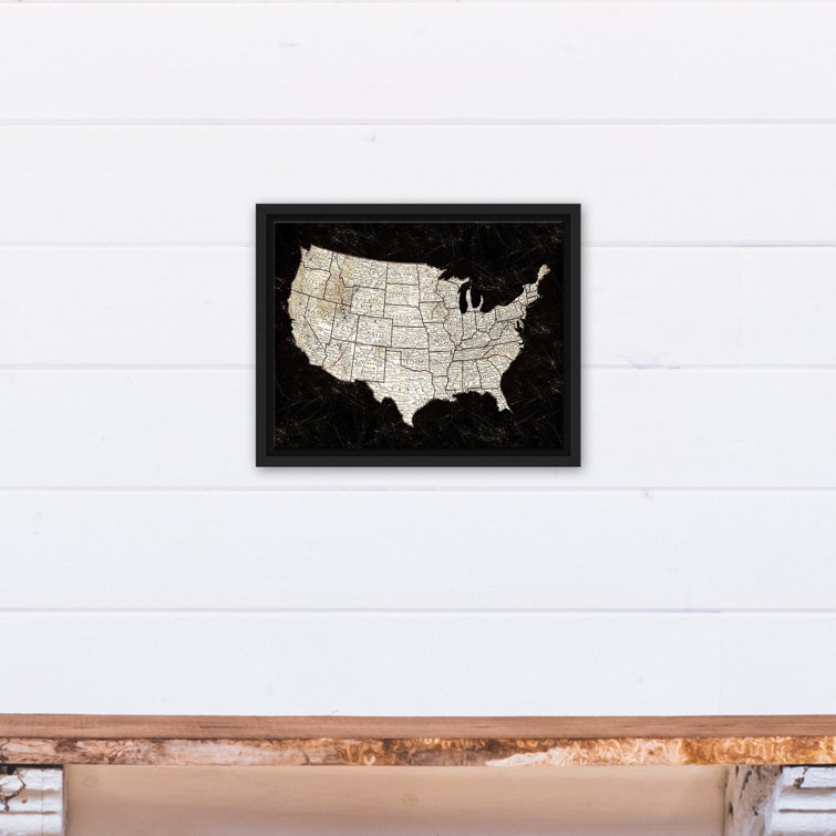 17 Stories quot Black United States - %22 Black United States Map %22 On Canvas 