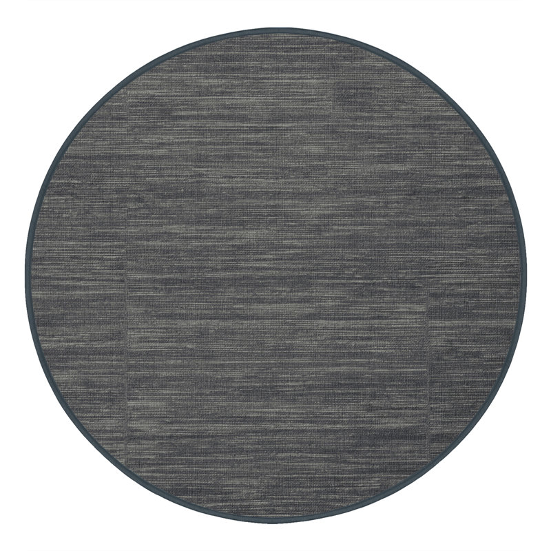 Machine Washable Solid Grey Area Rug, Round 5'