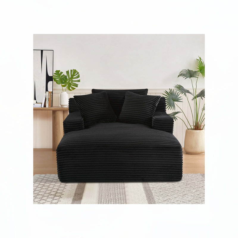Chaise longue en velours côtelé Corduroy, Velours côtelé noir