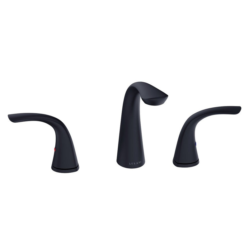 Lulani Kauai Widespread Bathroom Faucet with Drain Assembly, Matte Black