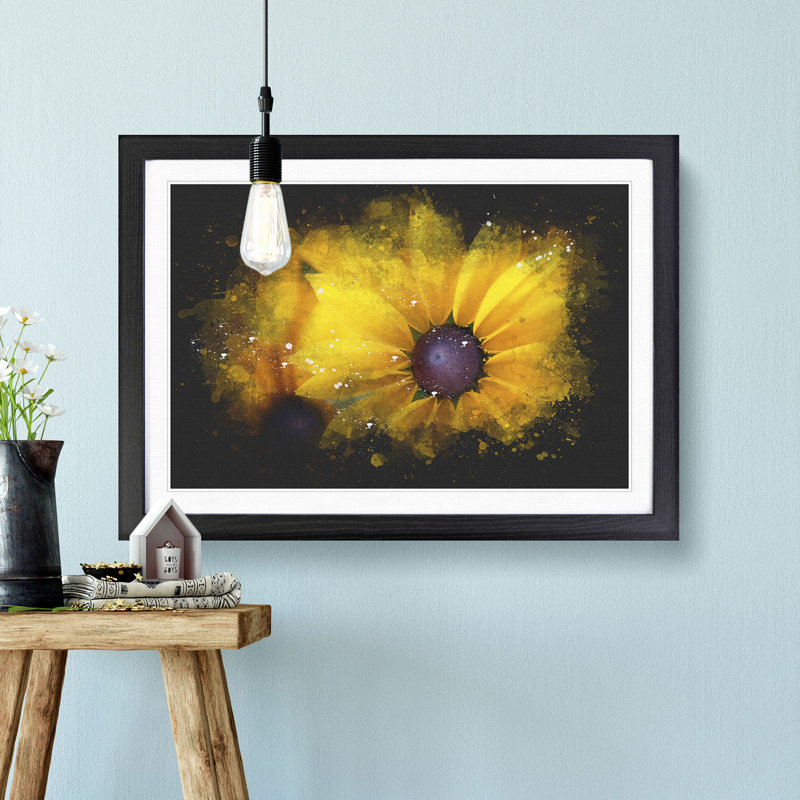 Yellow Coneflowers - Picture Frame Painting Print, Black Framed, 62cm H x 87cm W x 2cm D