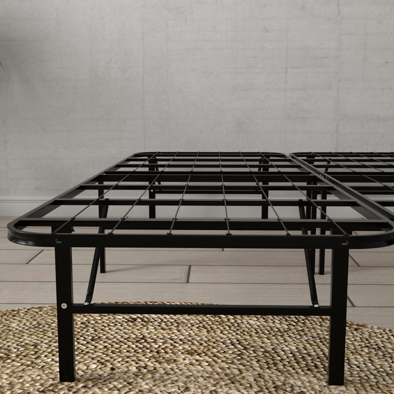 Black Heavy - Duty Twin Xl Steel Platform Foundation, 14 Inch Elevated, No Box Spring, And Base 2000 Pound Load, Tall, Underbed Space, Quick Easy Installation