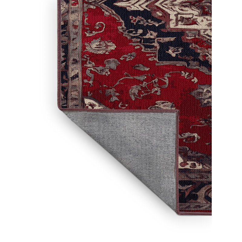 Machine Washable Red Area Rug, Rectangle 8' x 12'