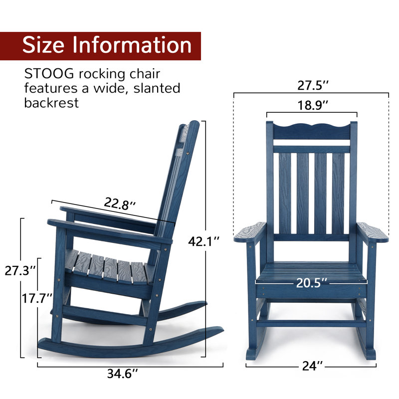 Ensemble de chaise berçante et de table d'appoint pour patio Hips All Weather, Bleu