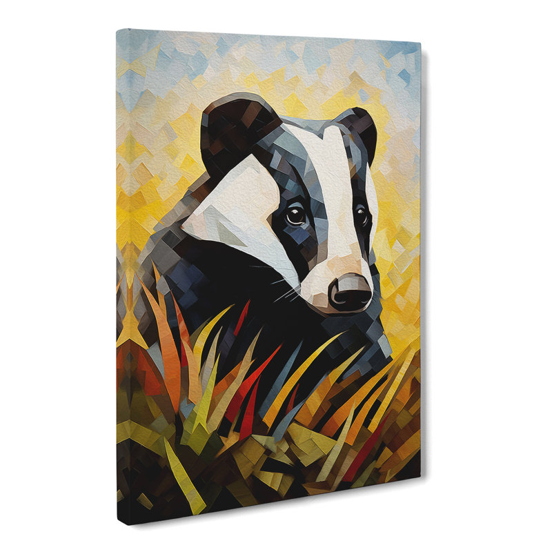 Badger Cubism - Wrapped Canvas, 60cm H x 40cm W x 3cm D