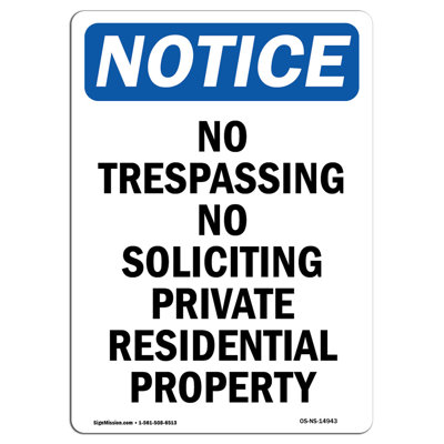 No Trespassing No Soliciting Private Aluminum Sign 18 x 24