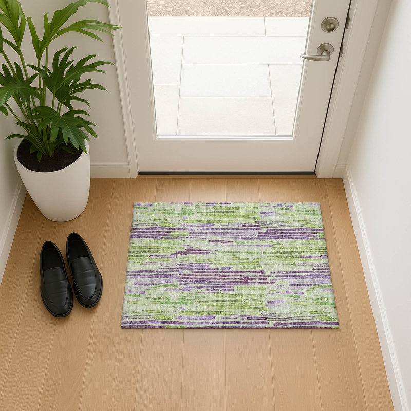 Premium Machine Washable Mehara AMF1684 Stripes Rug, Rectangle 1'8" x 2'6"