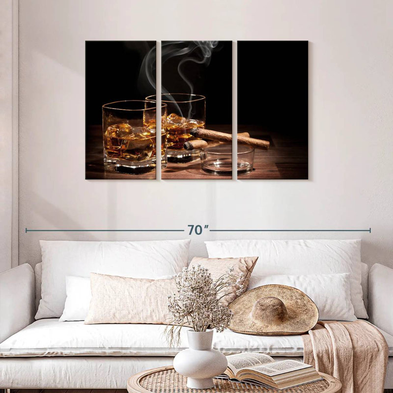 Yarlin Cigars With Whiskey, 28" H x 45" W