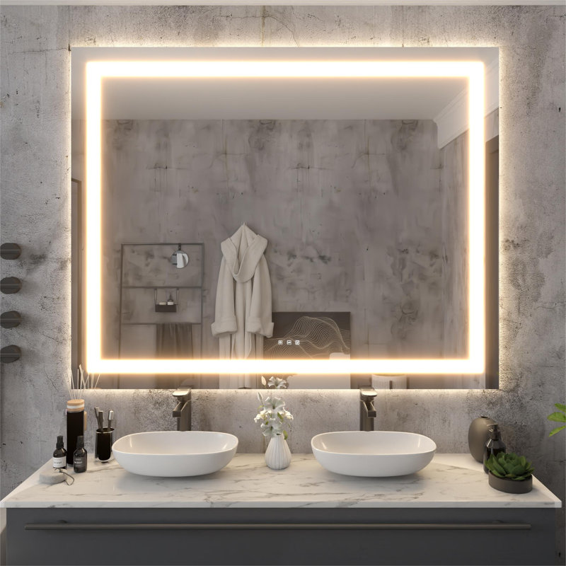 Miroir de salle de bain à DEL sans cadre , 48" x 60"