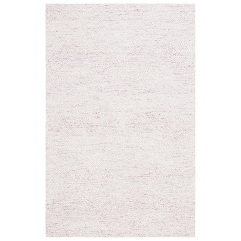 Mayreli Hand Tufted Wool Cotton with Latex Abstract Rug in Ivory/Pink, Rectangle 5' x 8'