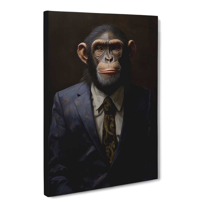 Monkey In A Suit Painting No.2 - Wrapped Canvas, 60cm H x 40cm W x 3cm D