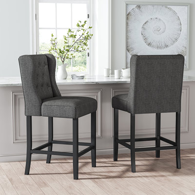 Southard Upholstered Bar Stool with Solid Wood Frame