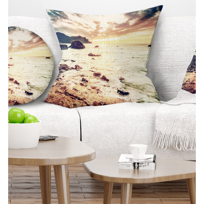 Coussin lombaire seascape avec une vue paysages, Carrée 18 po x 18 po