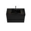 Meuble-lavabo mural Mid-Century moderne noir et noyer