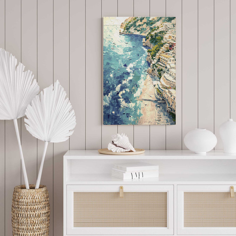 «Positano Sunset Serenade on Canvas» par Azure Artisanal Studio, reproduction, Toile tendue, H 18 po x l 12 po x P 1,25 po