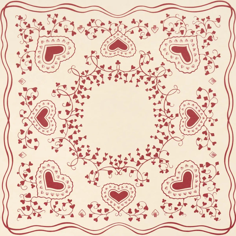 Papier peint Schumacher X Garden Of Hearts, Rouge
