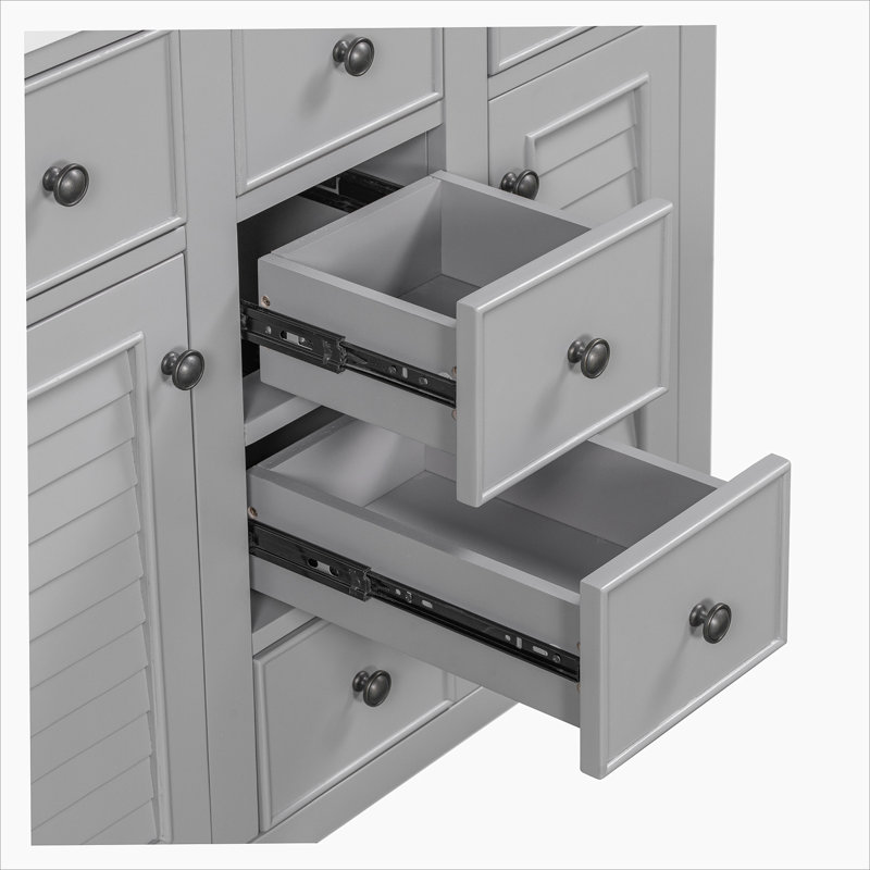 Gray 36" Freestanding Bathroom Vanity with Five Drawers