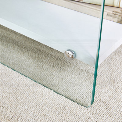 Transparent tempered glass Bedside table with drawers