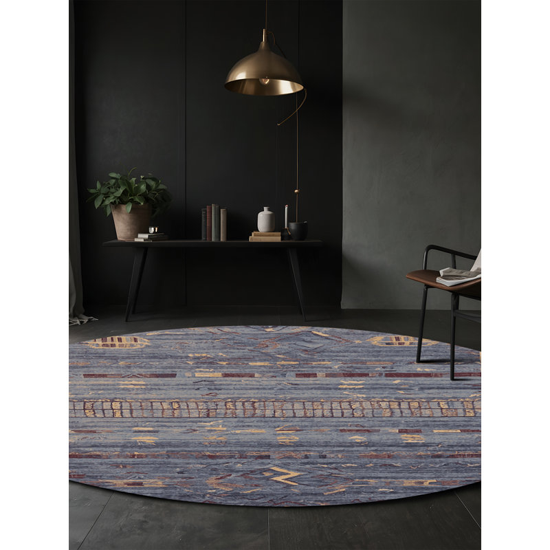 Tapis mauve soyeux et moelleux, Rond 3 pi