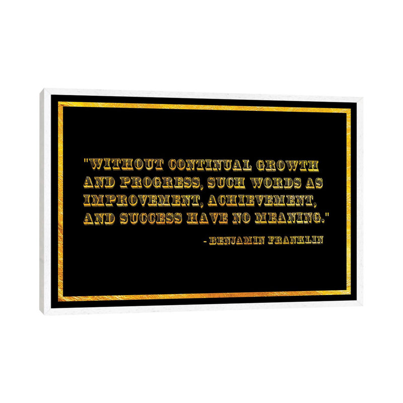 Ben Franklin Quote - Print on Canvas, White Framed, 66.04cm H x 101.6cm W x 3.81cm D