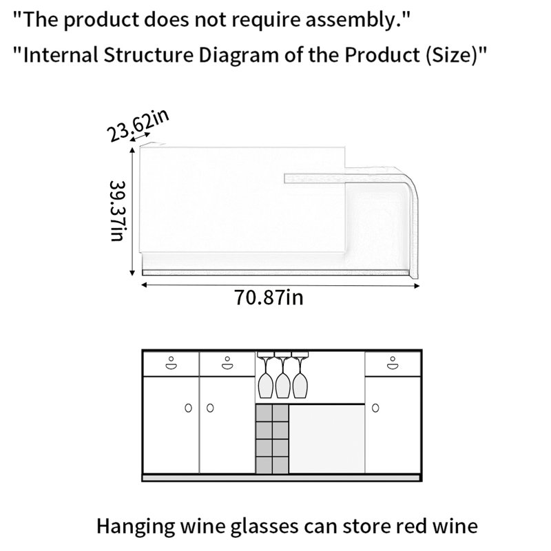 Sleek Modern Bar Counter – Functional Multi Use for Bars Lounges Pubs and Commercial Entertainment Spaces, Gray