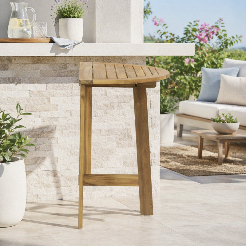 Half-Round Folding Acacia Wood Bistro Table