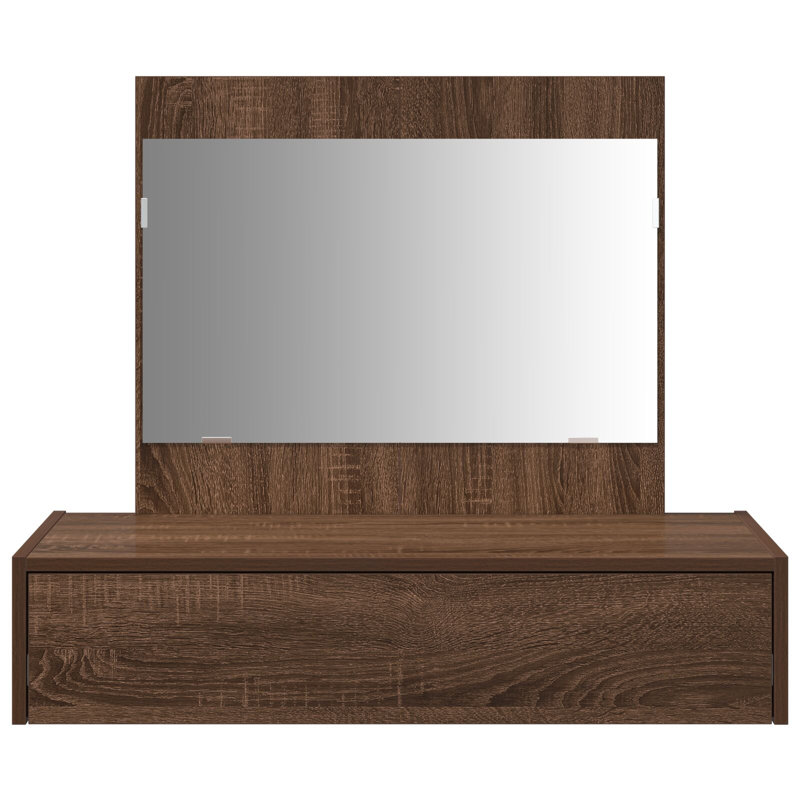 Particle Board 83 X 40 X 70 Cm Mirror, Brown Oak