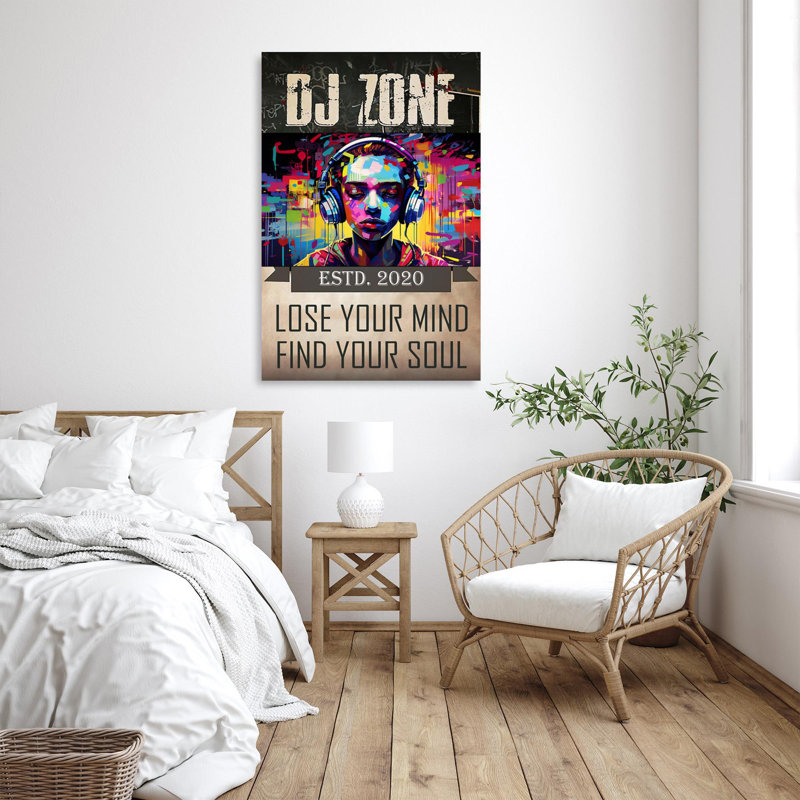 Dj Zone Lose Your Mind - 1 Piece Rectangle Graphic Art Print On Wrapped Canvas, L 11 po x H 14 po